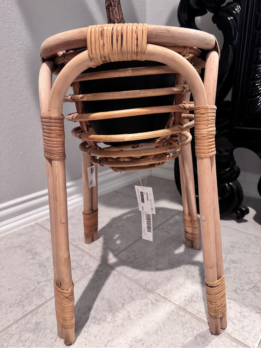Boho rattan plant stand brand new